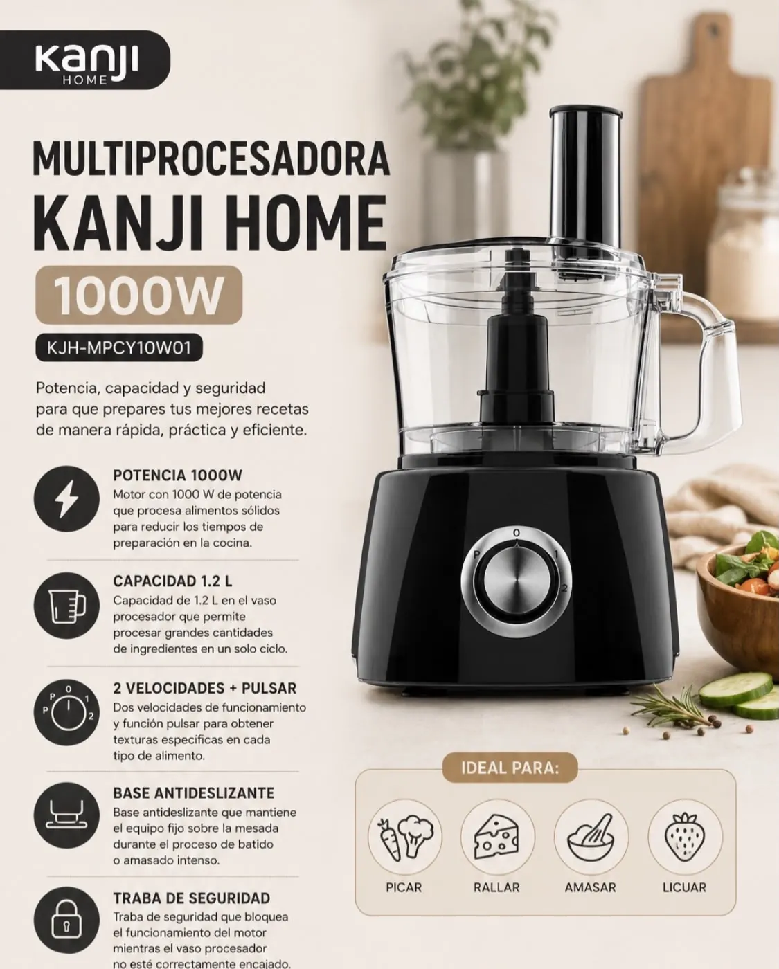 Multiprocesadora Kanji Home 1000 W